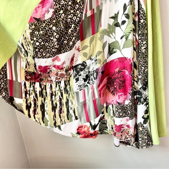 Neeru Kumar Lime Green Graphic Panel Maxi Dress - Picture 5 of 13